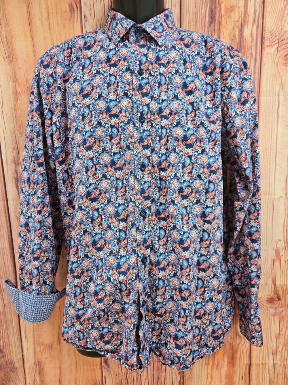 Johnston & Murphy Mens Long Sleeve Paisley Shirt Size Large